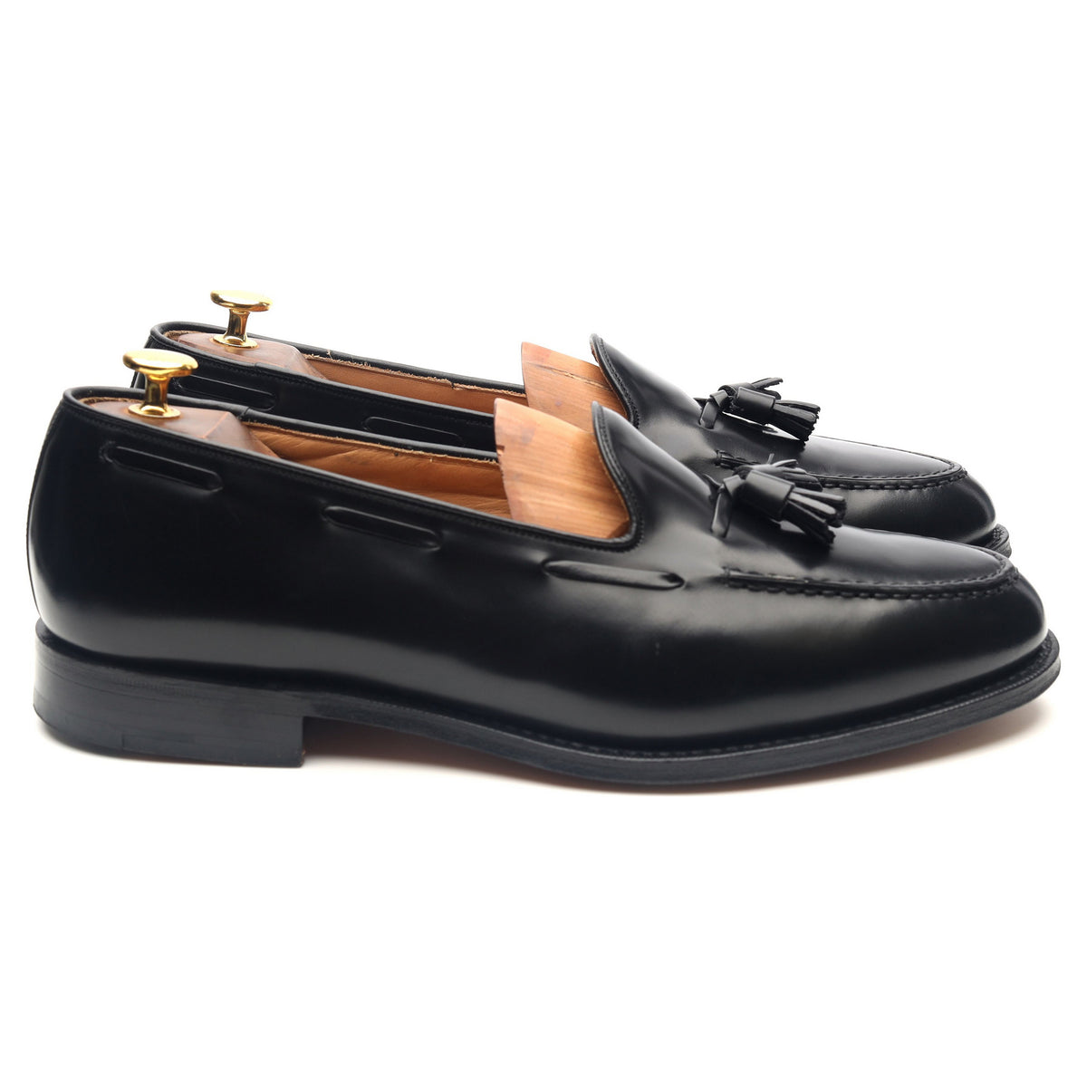 &#39;Keats&#39; Black Leather Tassel Loafers UK 11.5 G