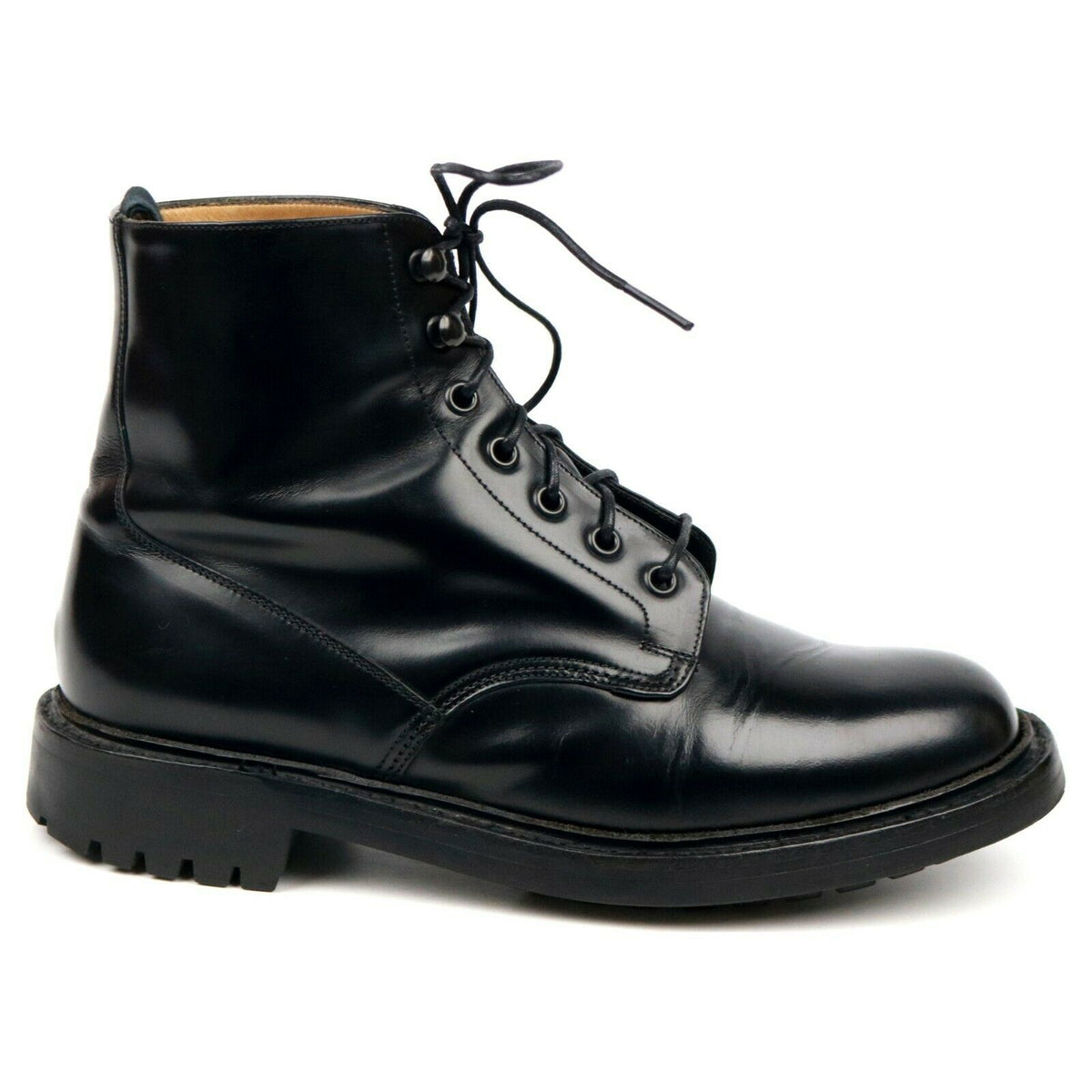 Black Leather Derby Boots UK 6.5 G 