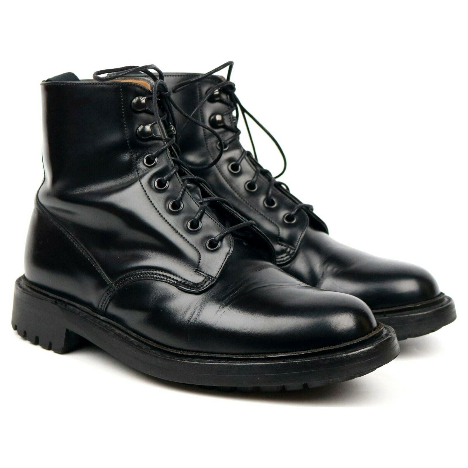 Black Leather Derby Boots UK 6.5 G 