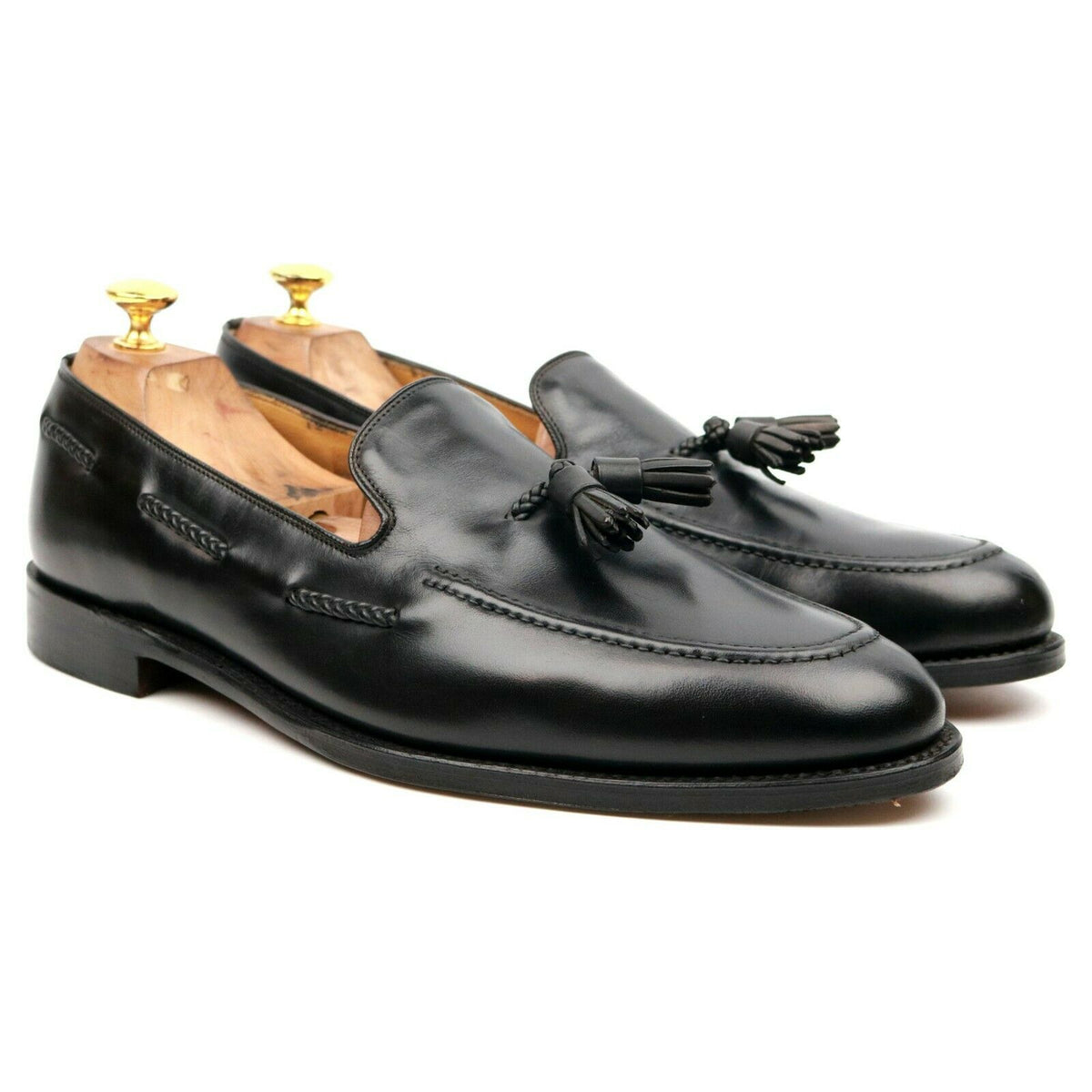 loake tassel loafers black