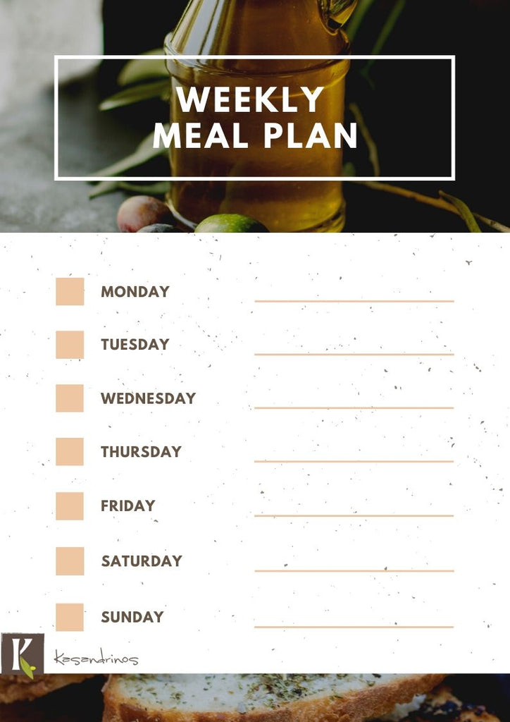 Weekly meal plan sheet.