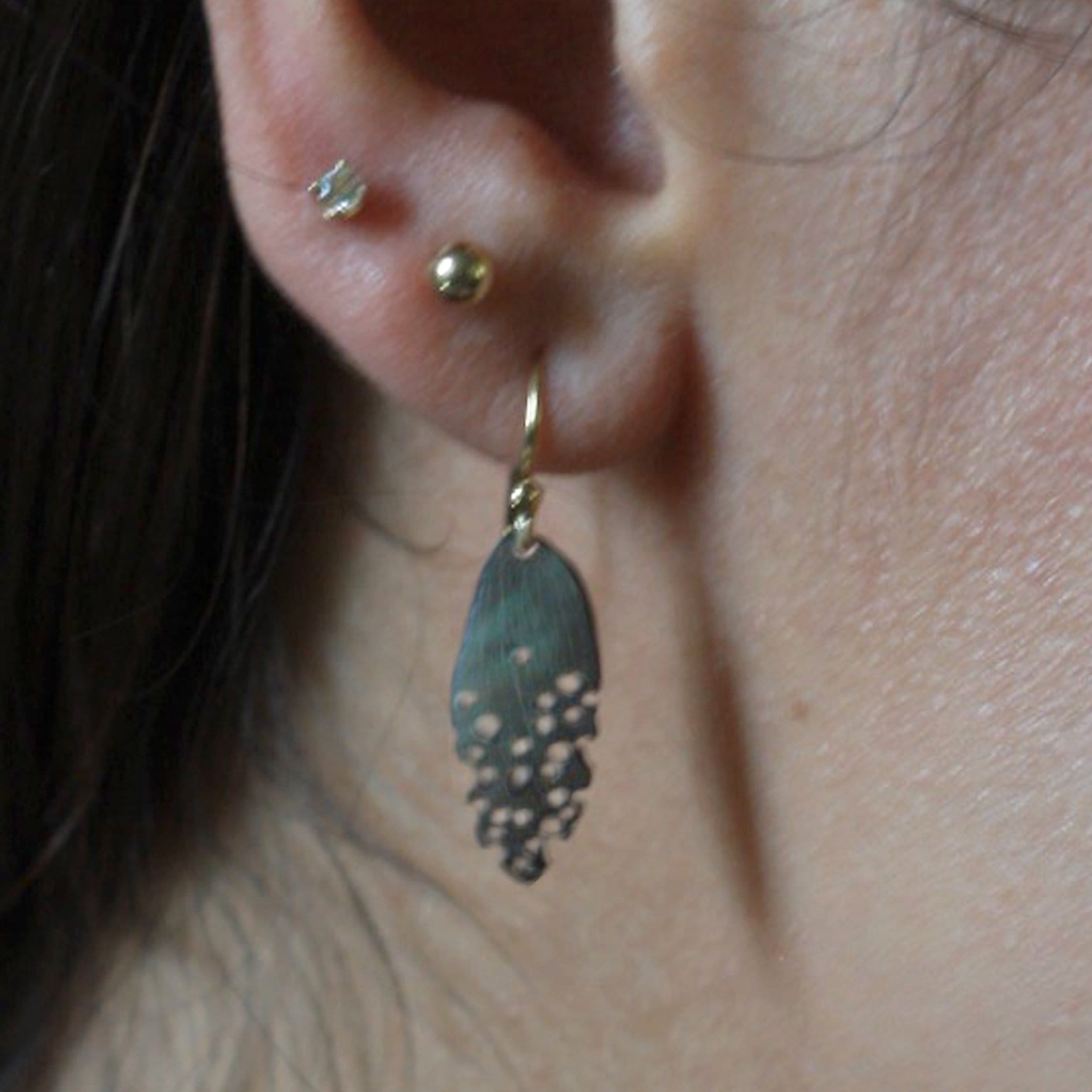 ABALONE PETITE LEAF BRONZE EARRING