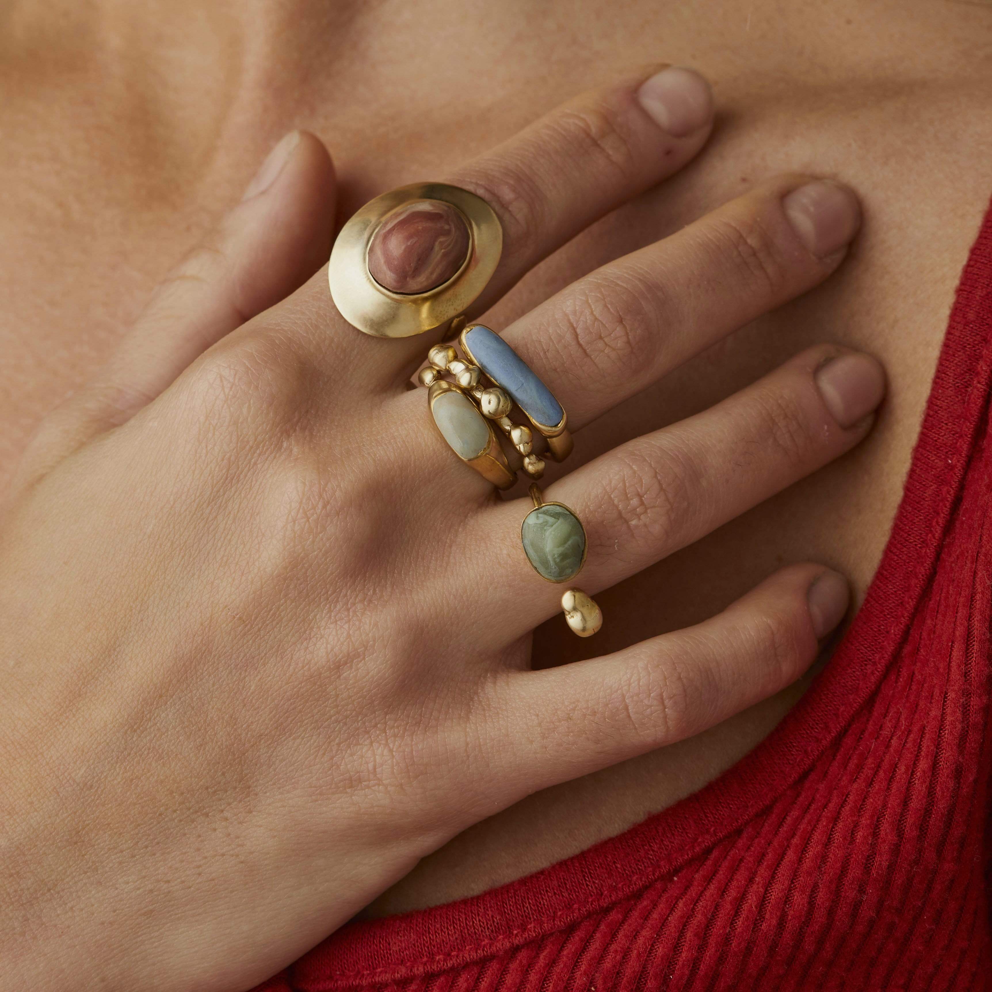 Egyptian Bronze Carnelian Clay Ring