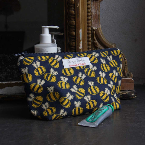 bee make up bag, wash bag- gift ideas for bee lovers UK