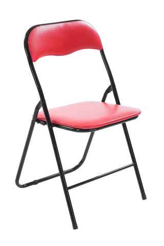 Chaise de cuisine pliable rouge pied en métal noir MED10008