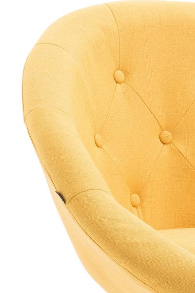 Tabouret de bar design moderne forme œuf capitonné avec repose-pieds en métal chromé tissu jaune TDB10336