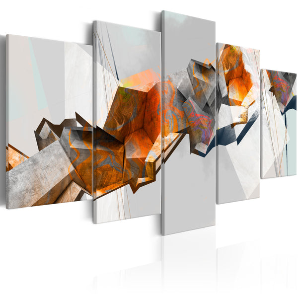 Tableau sur toile en 5 panneaux décoration murale image imprimée cadre en bois à suspendre Blocs enflammés 100x50 cm 11_0002552