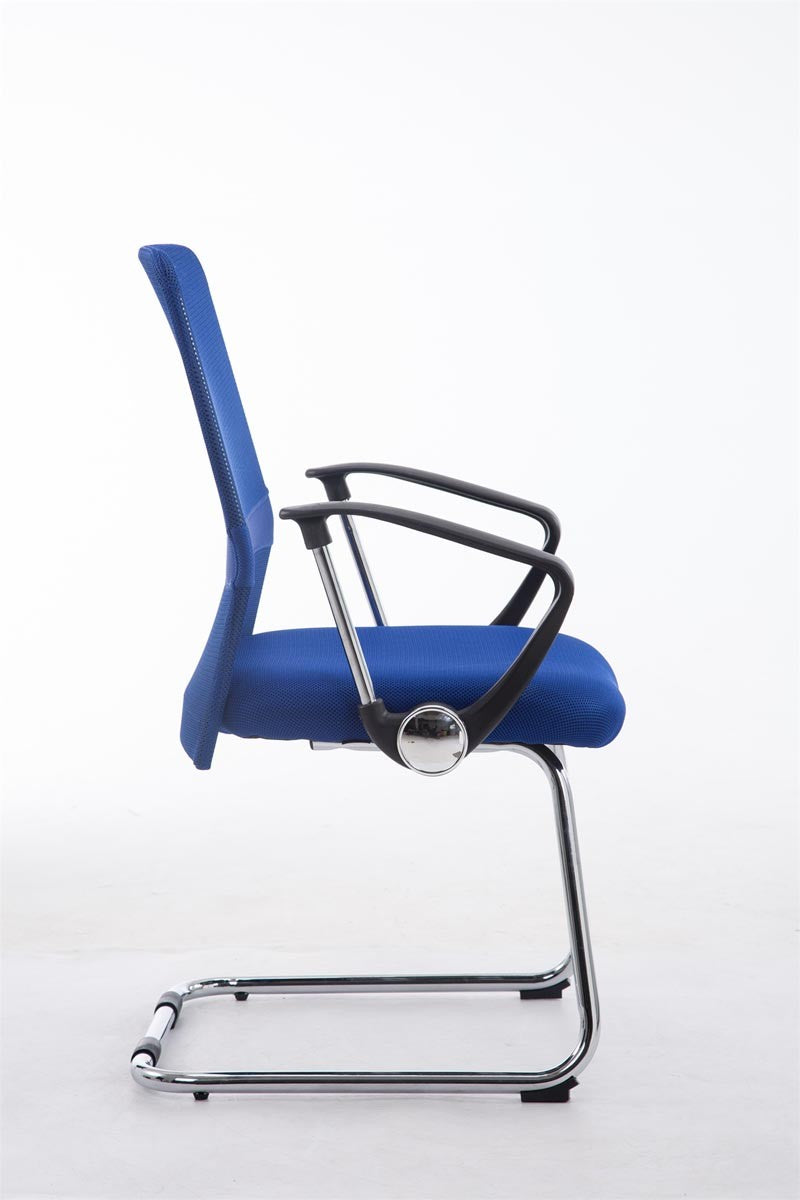 Chaise fauteuil de bureau avec accoudoirs en maille bleu sans roulette