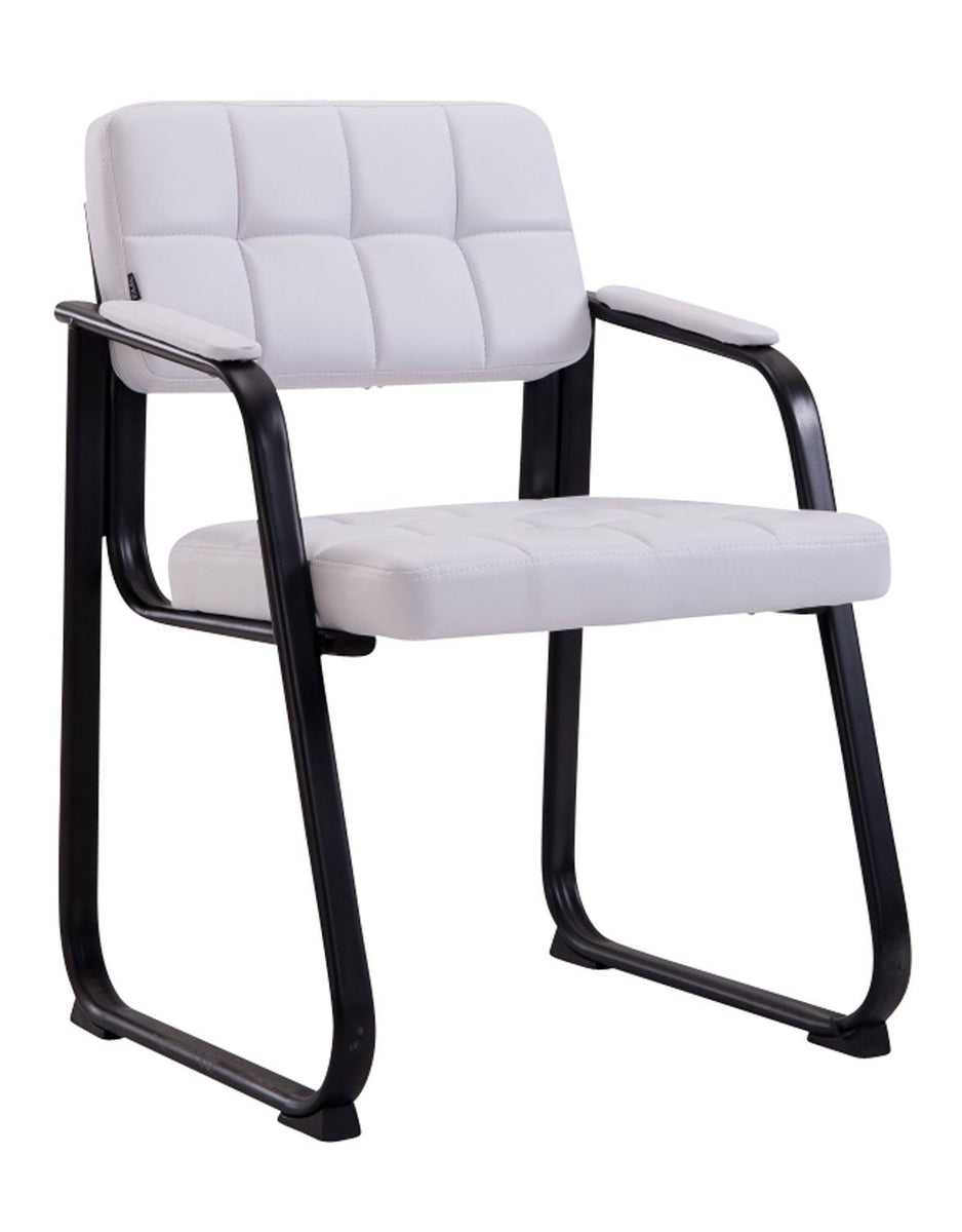 Chaise visiteur fauteuil de bureau sans roulette similicuir blanc BUR