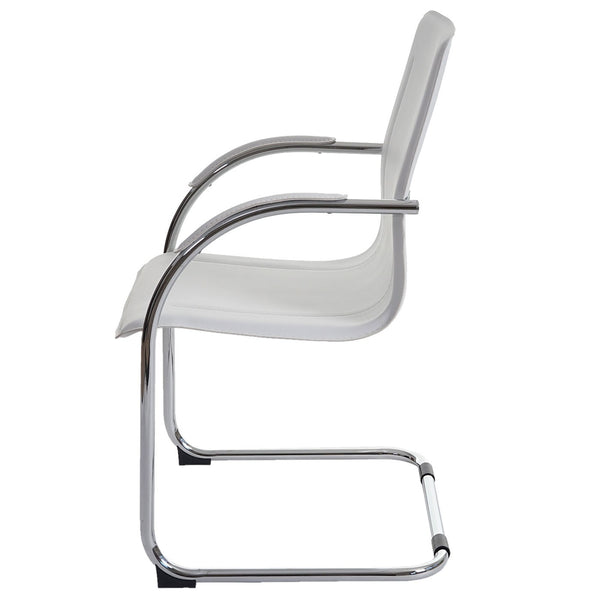 Lot de 2 chaises bureau visiteur en simili-cuir blanc avec accoudoir BUR04068
