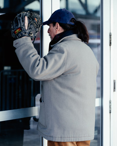 Peter Laywine waiting to get into the Rogers Centre aka The Sky Dome