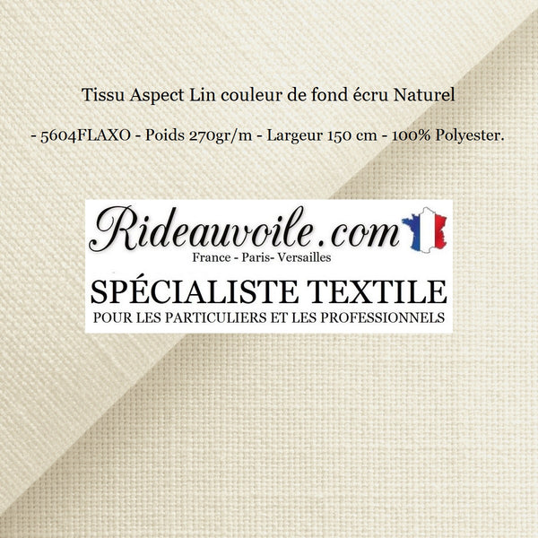 Rideauvoile tissu impression numérique ameublement décoration aspect lin écru