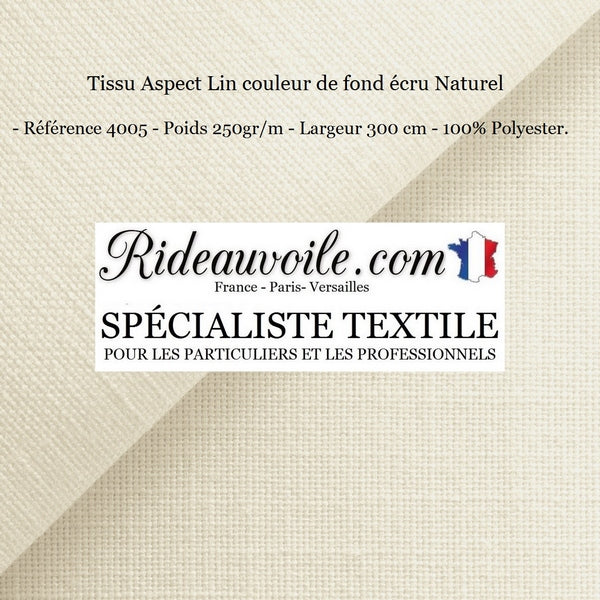 Rideauvoile tissu impression numérique ameublement décoration aspect lin écru