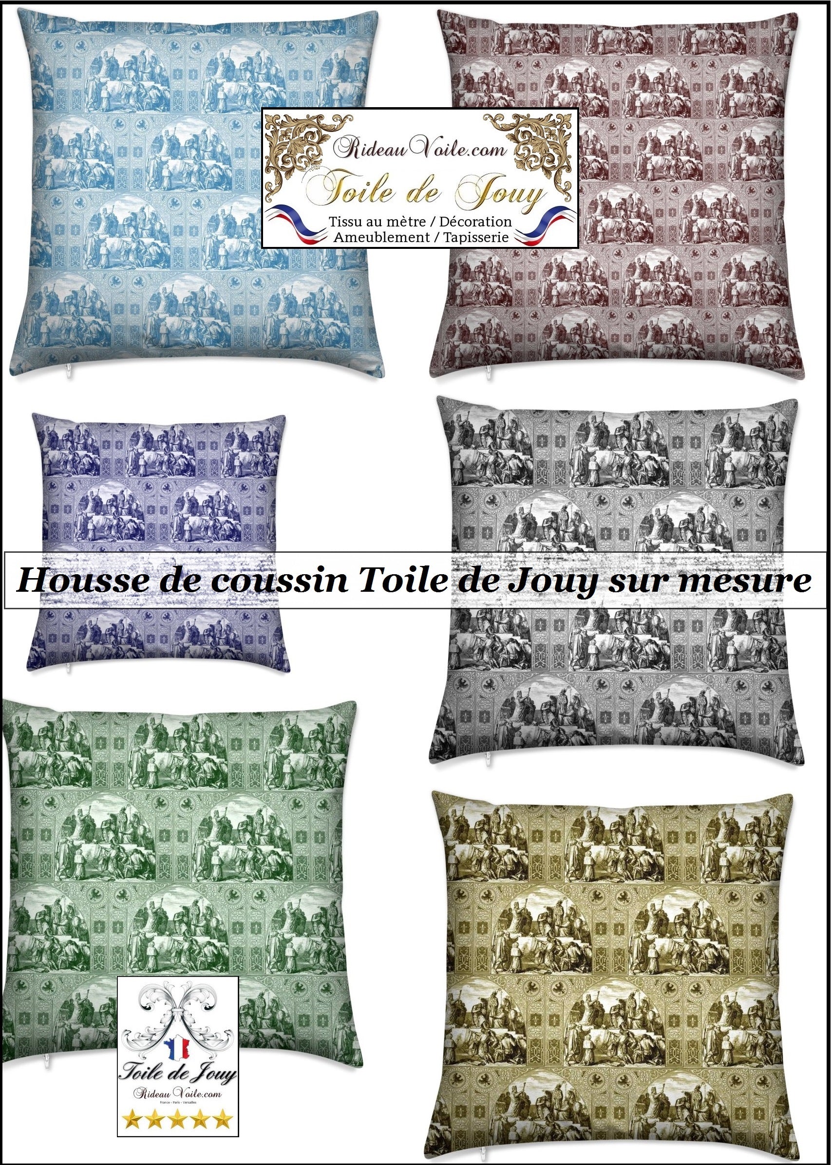 toile de jouy tissu déco housse coussin sur mesure cushion pillow duvet cover french decorating interior home