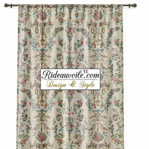 Tissu ameublement motif Baroque Rococo Marie-Antoinette floral mètre rideau