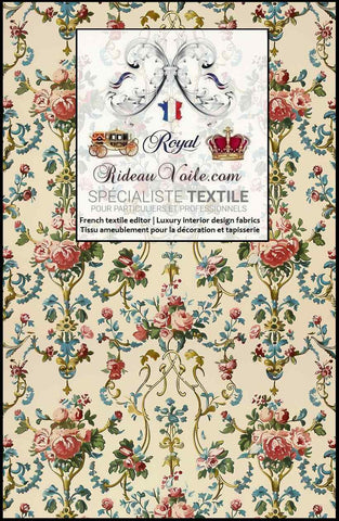 Tissu ameublement intérieur vintage motif Baroque cretonne style Rococo Floral mètre