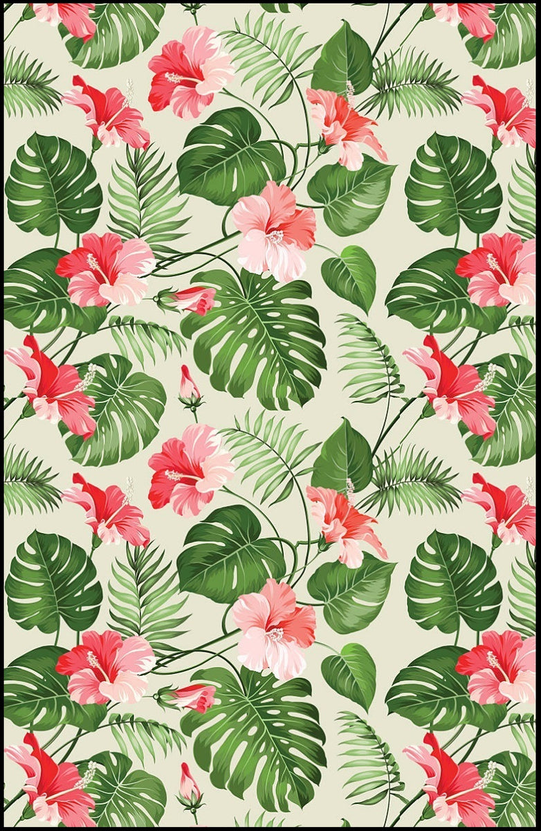 Tissu au m tre motif  feuille verte Tropical Exotique fleur  