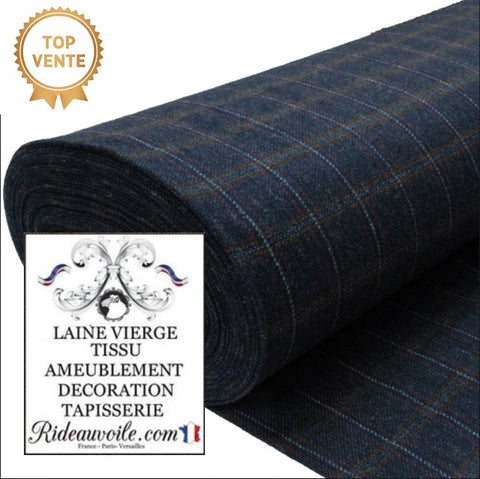 Tissu Laine bleu carreaux tartan écossais ameublement