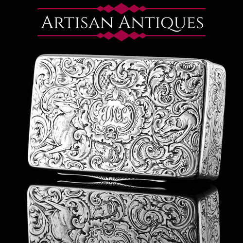 Antique Georgian Silver Tobacco Box / Snuff Box with Coat of Arms - Ja –  Artisan Antiques