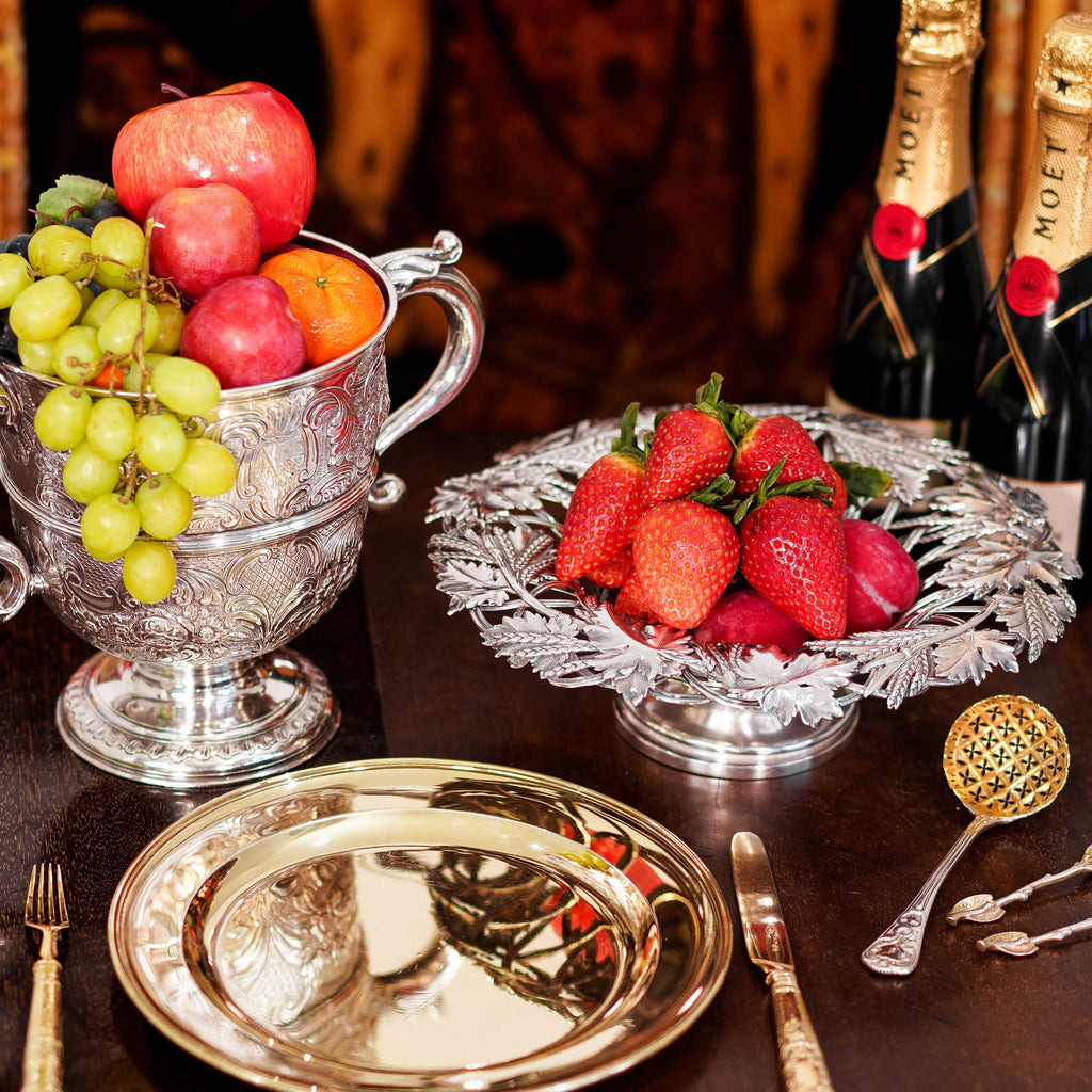 Antique Georgian Irish Solid Silver Large Two Handled Cup/Wine Cooler with Beautiful Floral Chasing - Dublin 1726