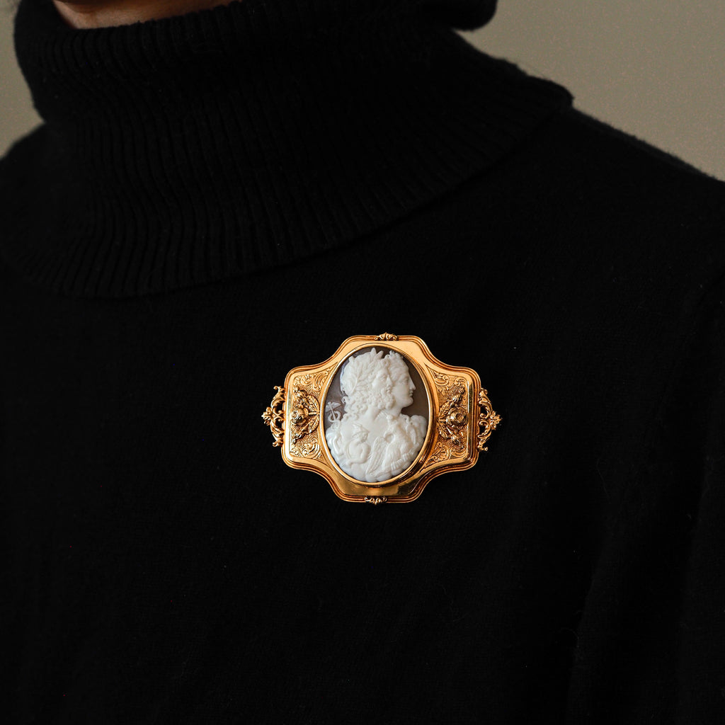 Wearing Antique Cameo 18ct Gold French