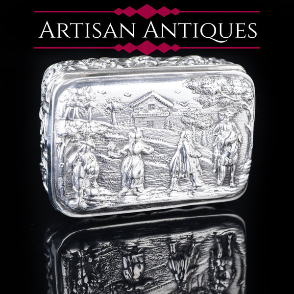 Repousse High Relief Silver Snuff Box 