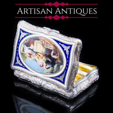 Antique Silver Enamel Snuff Box