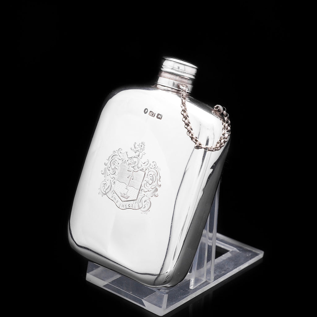 Antique Solid Silver Hip Flask