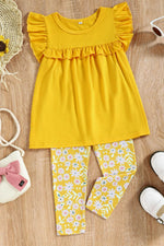 Girls Flutter Sleeve Babydoll Top and Floral Pants Set - 22nd of May