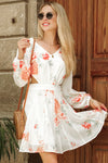 Floral Cutout V-Neck Long Sleeve Dress - 22nd of May