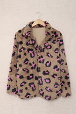 Leopard Open Front Plush Jacket with Pockets - 22nd of May