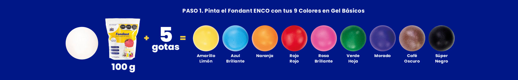 9 colores básicos y Fondant ENCO Combinaciones