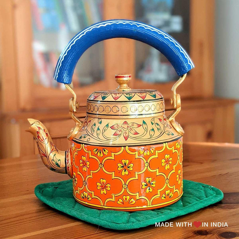 Sitabo - Hand Painted Chai Kettle Teapot in Pink & White