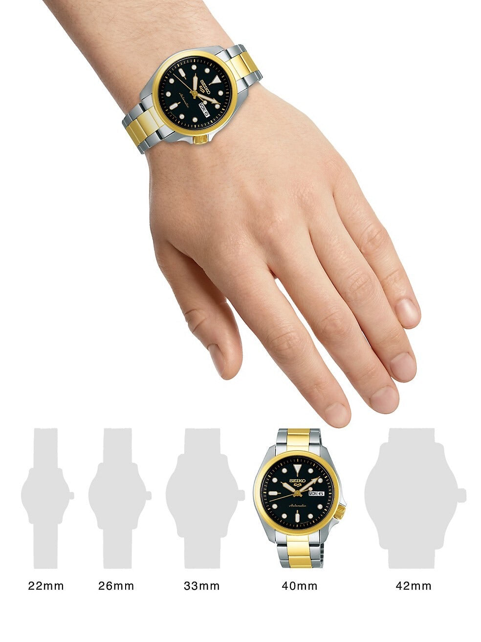 Seiko 5 Sports Gold-Plated Two-Tone Bracelet Watch SRPE60K1F - Dana Dow  Jewellers