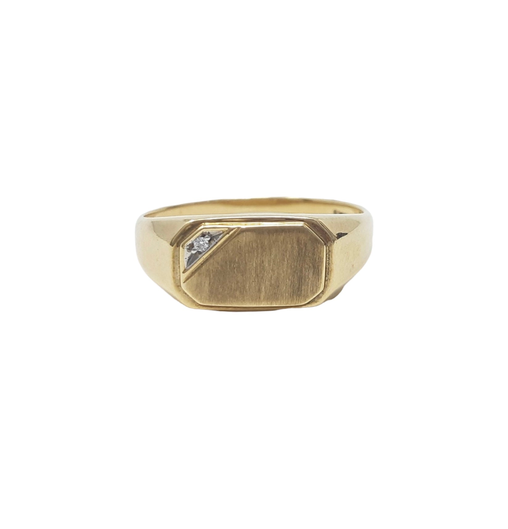 10K Yellow Gold 0.007cttw Diamond Signet Ring for Men,