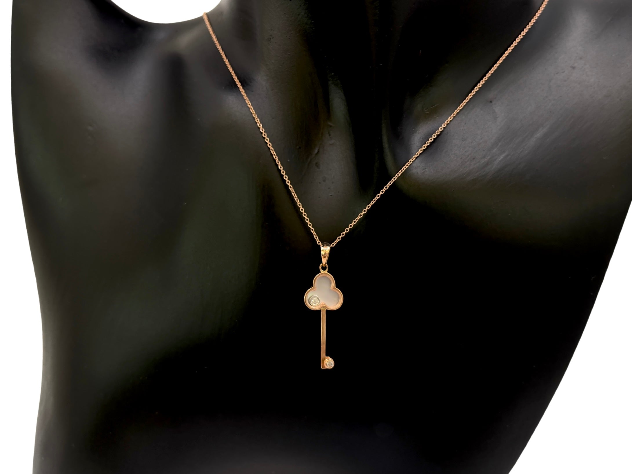 10K Rose Gold Mother of Pearl and 0.02cttw Diamond Pendant, 18"