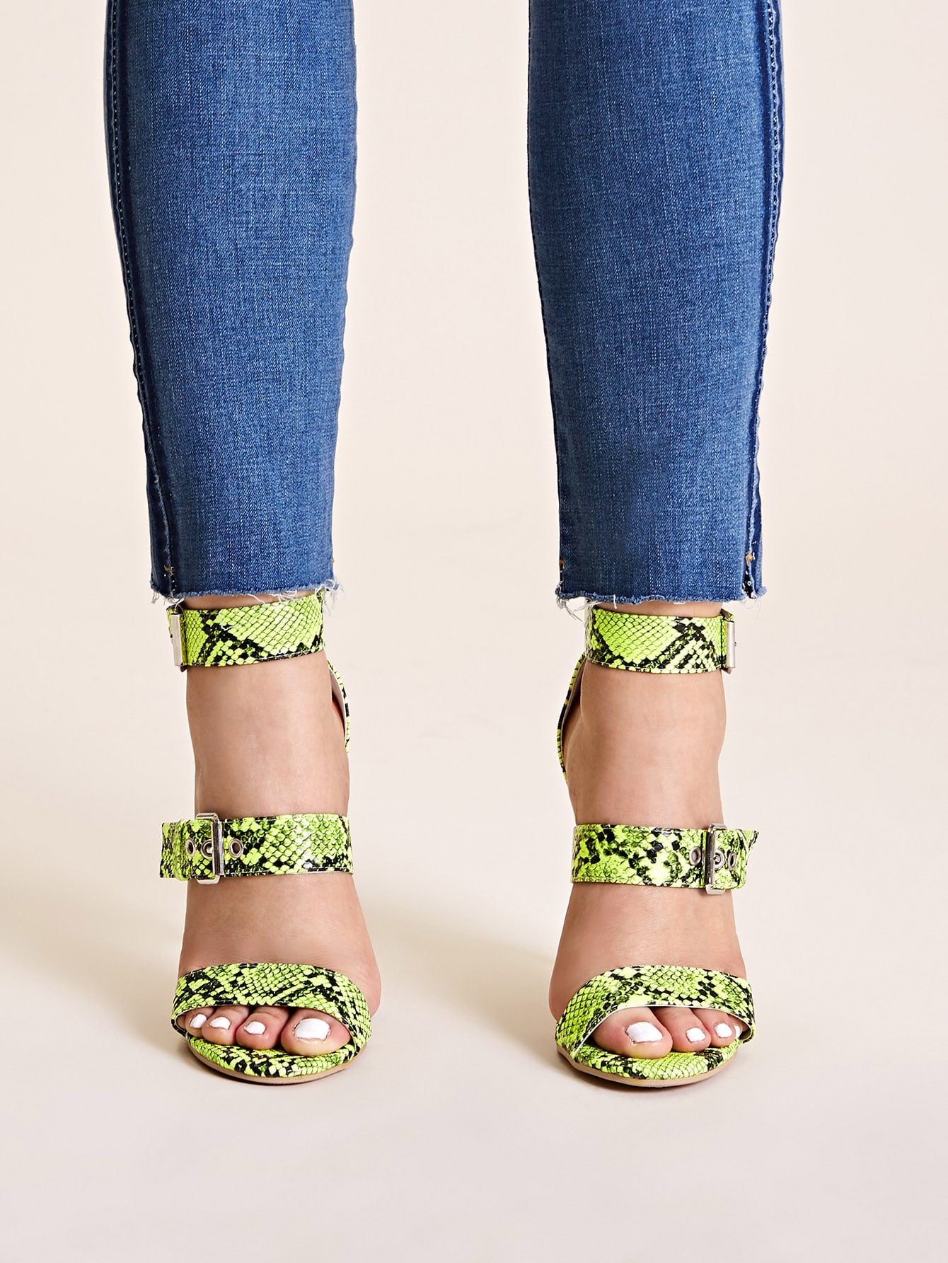 lime snakeskin heels