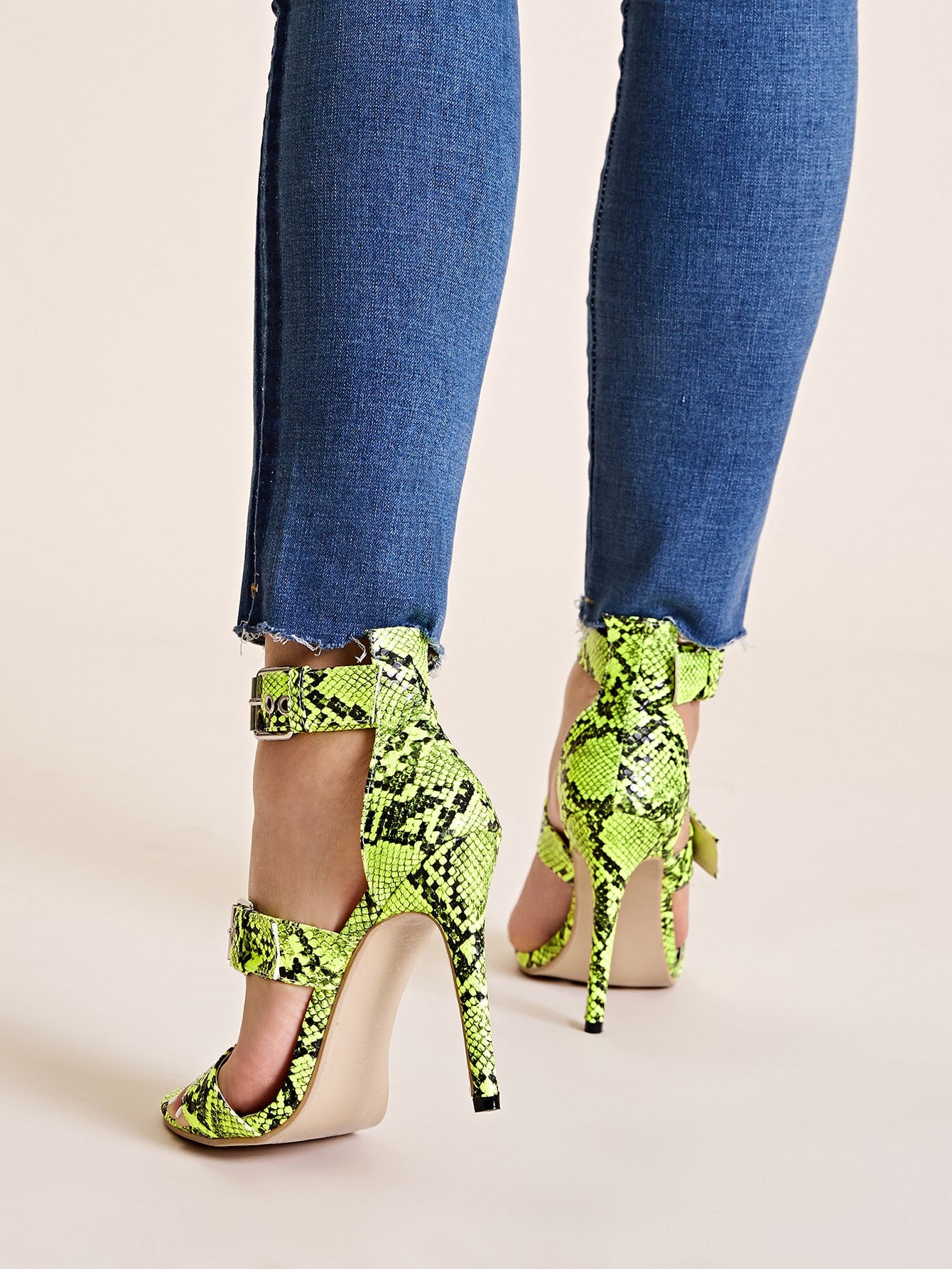 Neon Lime Snakeskin Stiletto Heels – EK 