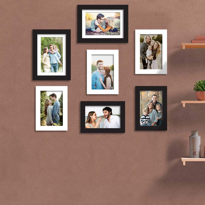 Set Of 7 Black & White Wall Photo Frame, For Home Decor With Free Hanging Accessories