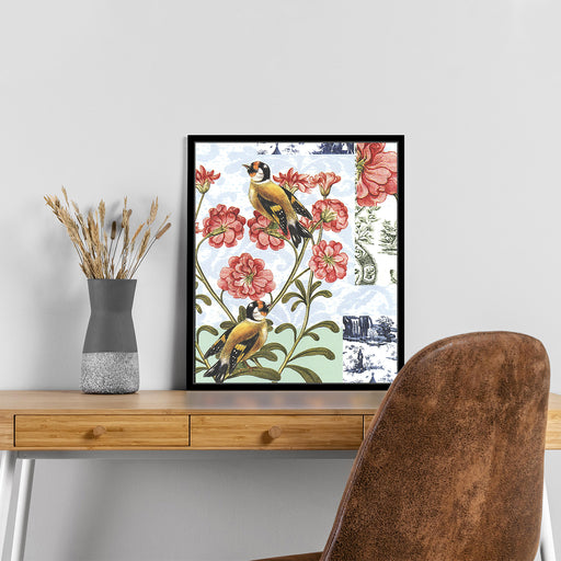 Floral Theme Set Of 2 Framed Canvas Art Print, Painting.