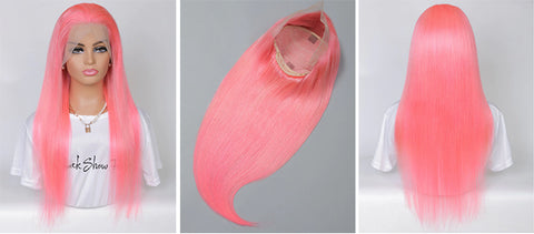 pink human hair wigs