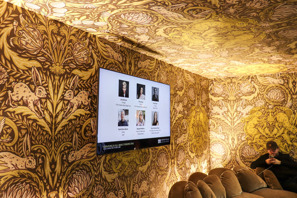 Down the Rabbit Hole featuring custom wallcoverings by Astek