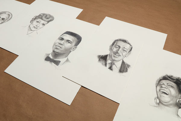 Graphite on paper portraits to be used to create the final Iconographic design