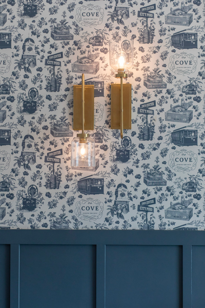 The Cove featuring toile wallcoverings by Astek