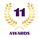the number 11 in a gold wreath