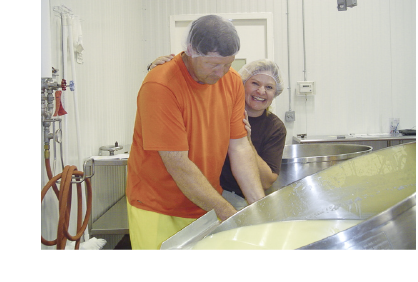 Founders making cheese in our creamery