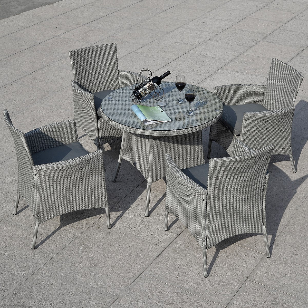 5 Pcs Patio Rattan Dining Table And 4 Chairs Set Ajl Home