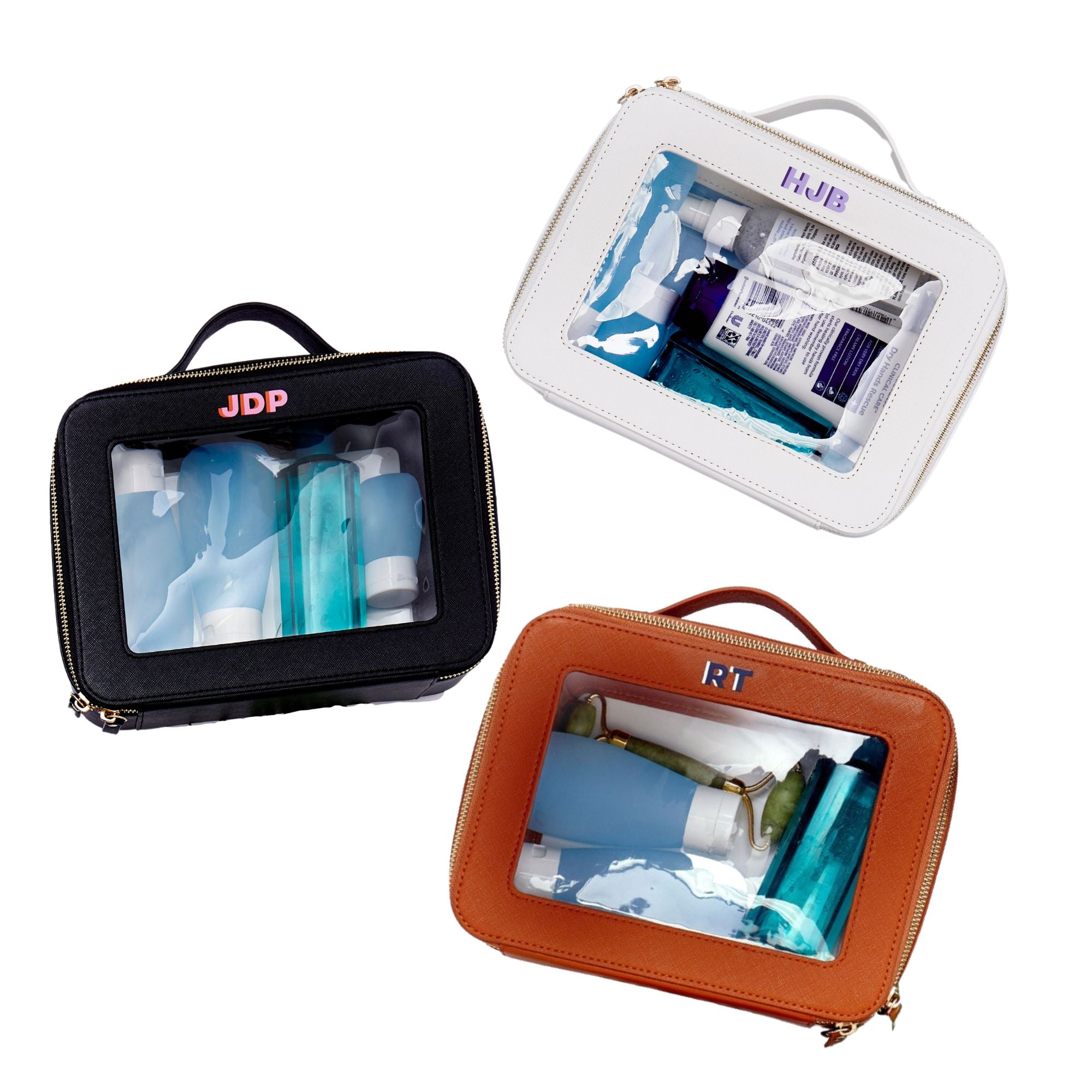 Image of Clear Leather Toiletry Case - Top