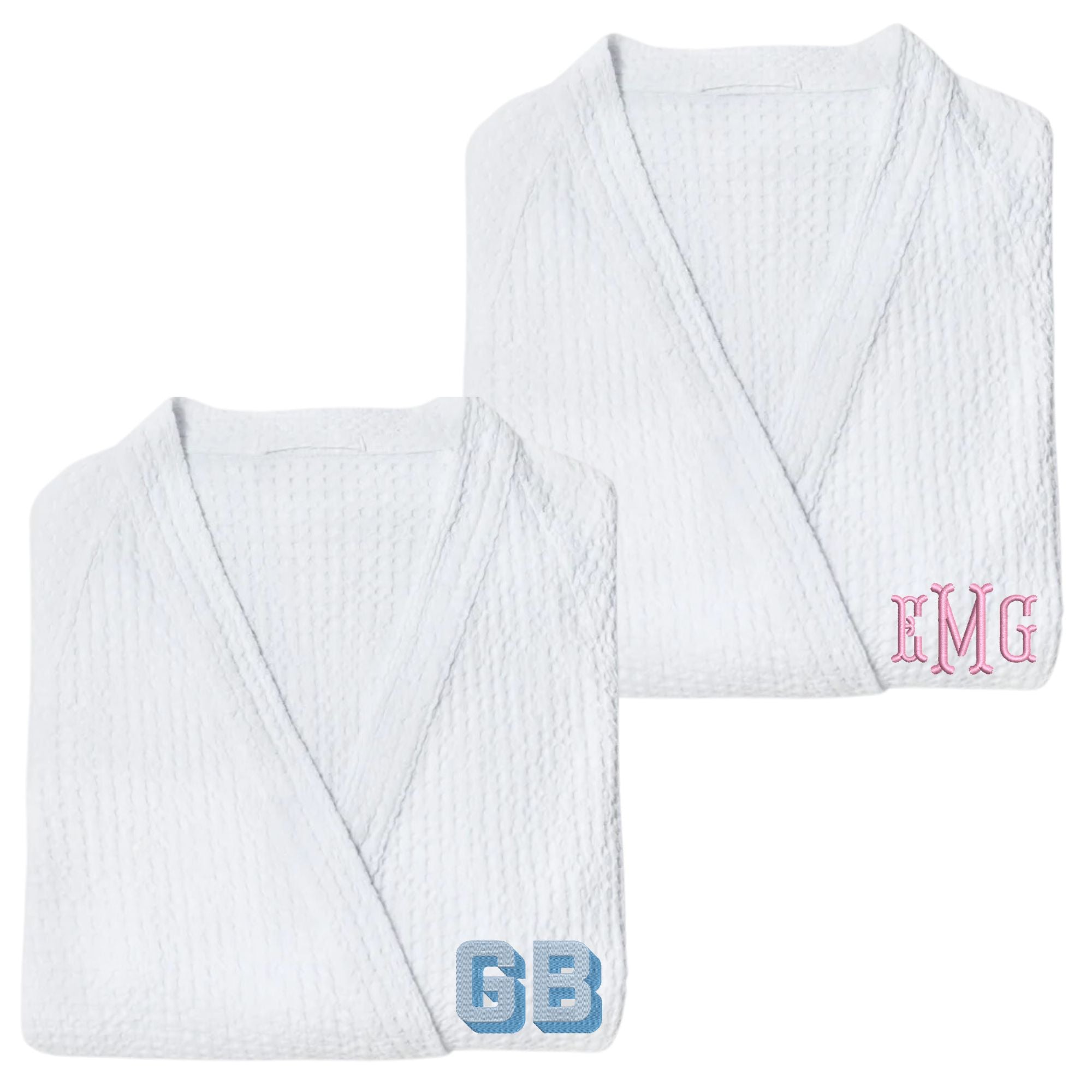 Image of Embroidered Monogram Waffle Knit Robe