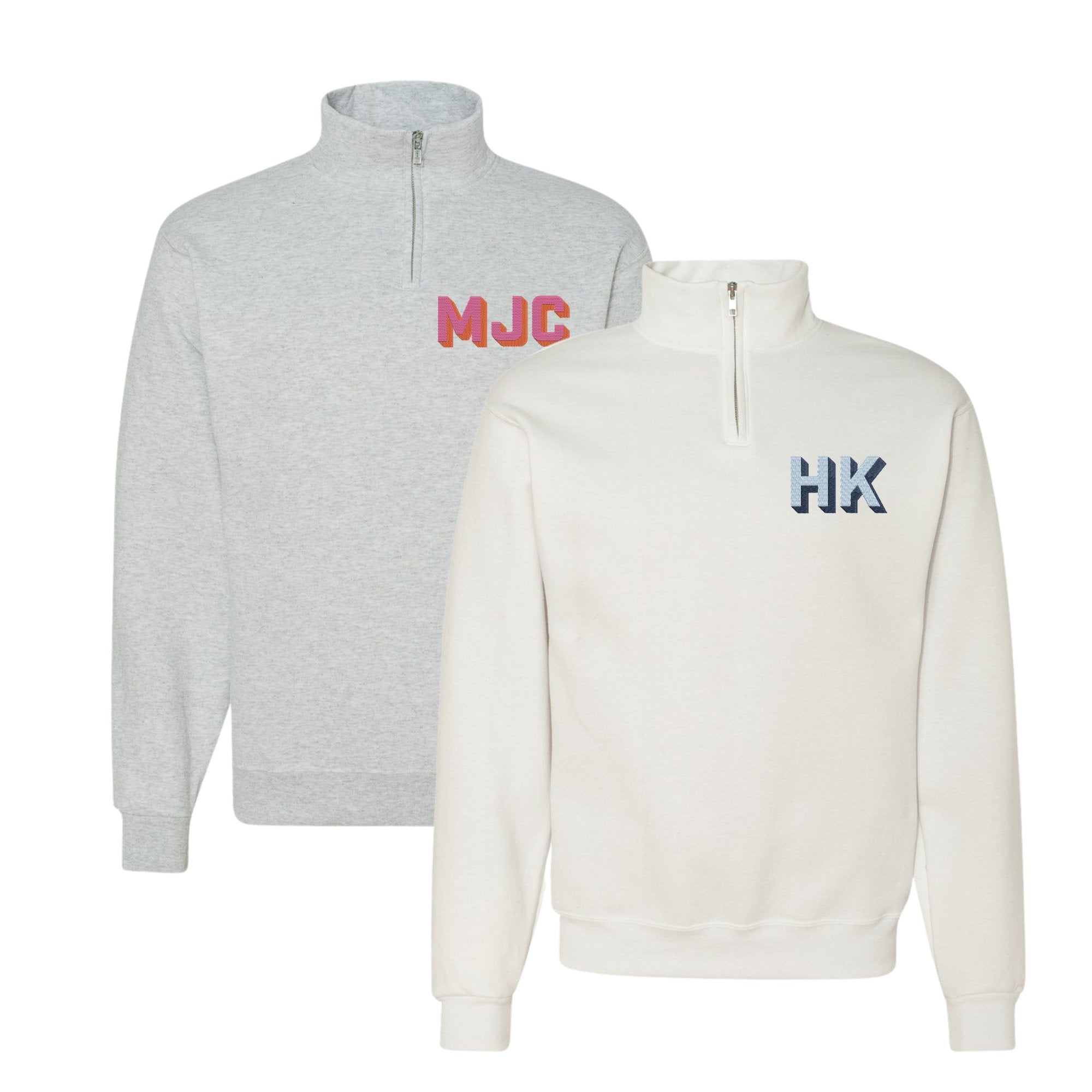 The Liz Monogram Quarter Zip Sweatshirt, Super Soft Personalized Half – 7  Threads Embroidery